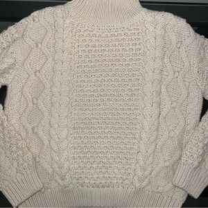 Nili Lotan Cream Cable Knit Turtleneck Sweater